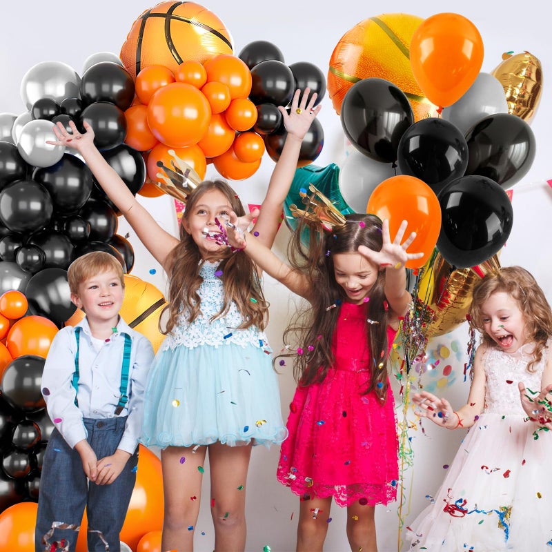 Lukinuo Basketball Balloon Arch kit Black Orange Metallic Silver Balloons Garland Arch Sports Themed Party Balloon Basketballs Party Decoration for Sport Theme Party all Star Space Jam Birthday Decor - Image 4